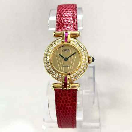  Cartier VERMEIL COLISÈE Quartz GoldPlated Argent DIAMONDS  & Red Rubies Watch </h1> 