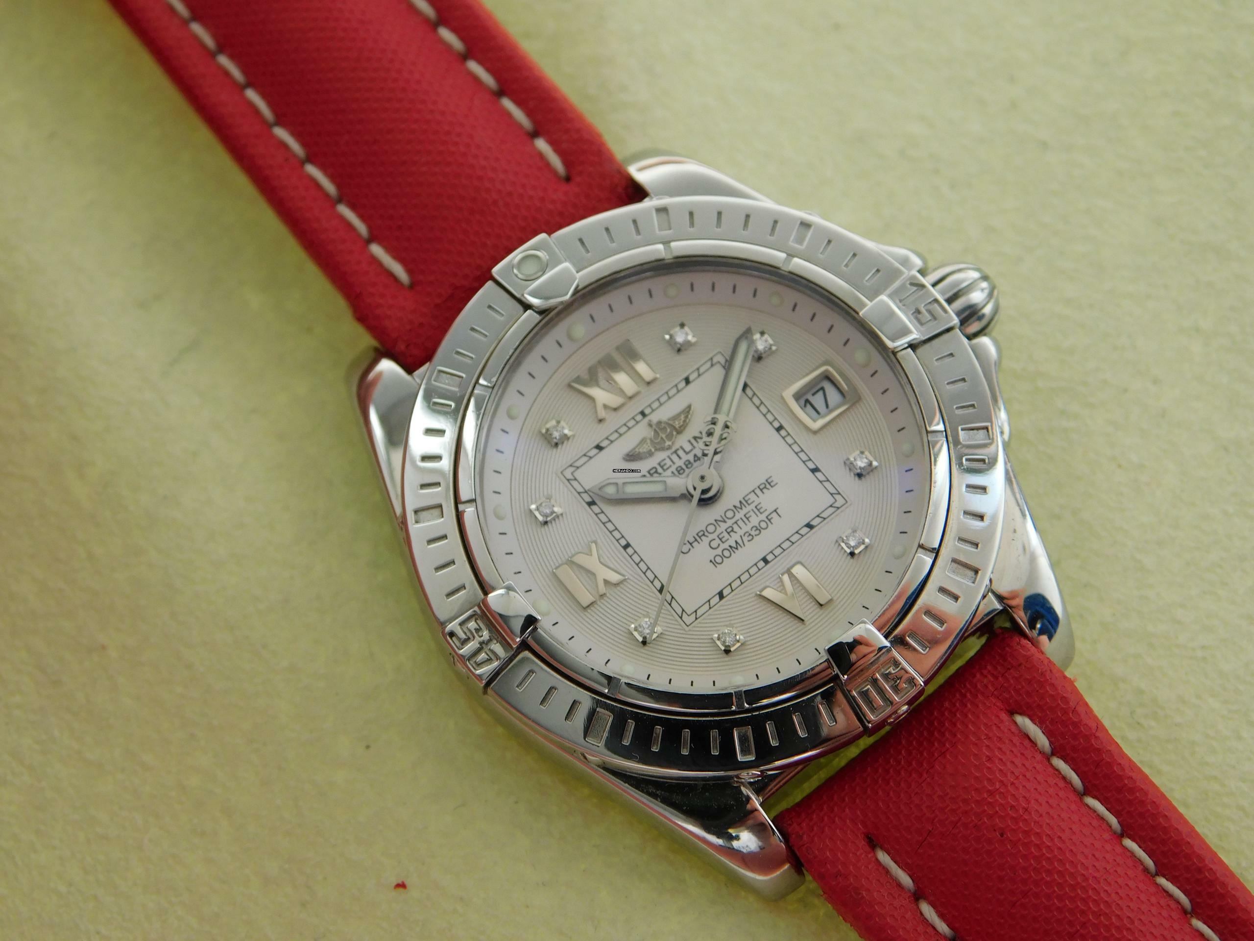 Breitling Galactic 32 Cockpit Lady / Galactic 32 mit Diamantzifferblatt und neuem original Lederband </h1>