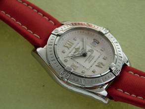 Thumbnail von Breitling Galactic 32 Cockpit Lady / Galactic 32 mit Diamantzifferblatt und neuem original Lederband </h1>