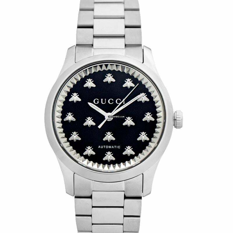 Gucci G-Timeless YA1264130 - G-Timeless Automatic Black Dial Stainless Steel Ladies Watch </h1>