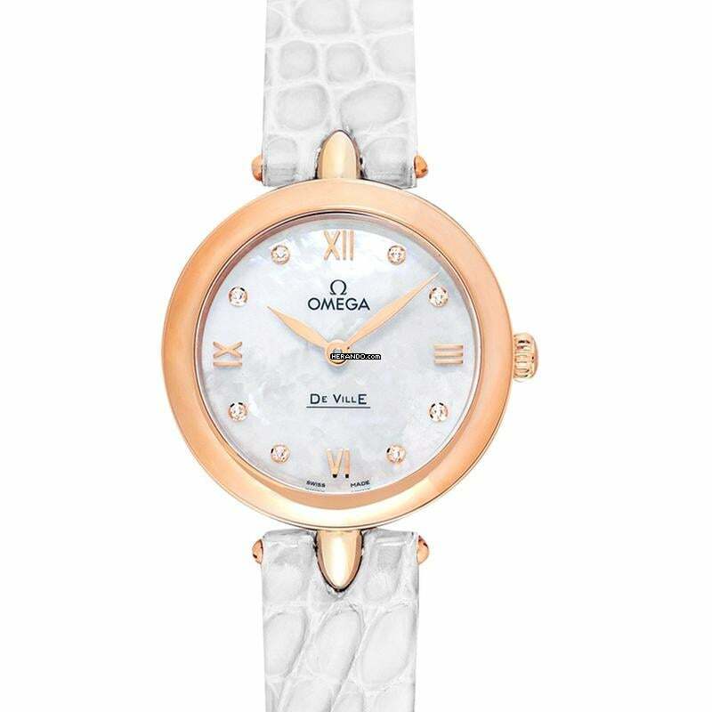 Omega De Ville Prestige 424.53.27.60.55.002 - De Ville Quartz Mother of Pearl Dial 18kt Rose Gold Ladies Watch </h1>