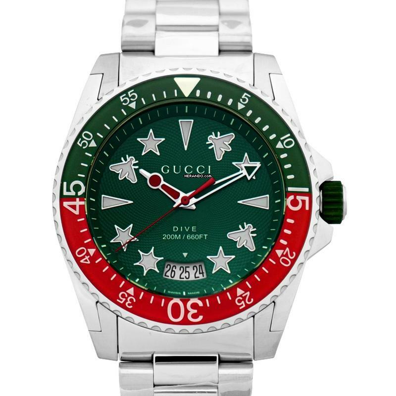 Gucci Dive YA136222 - Dive Quartz Green Dial Stainless Steel Men's Watch </h1>
