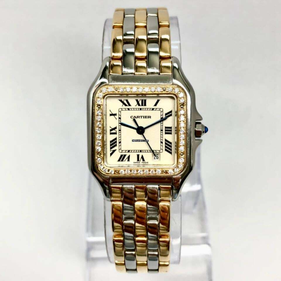 Cartier Panthère 27mm 3 Row Gold 0.43TCW DIAMOND Watch </h1>