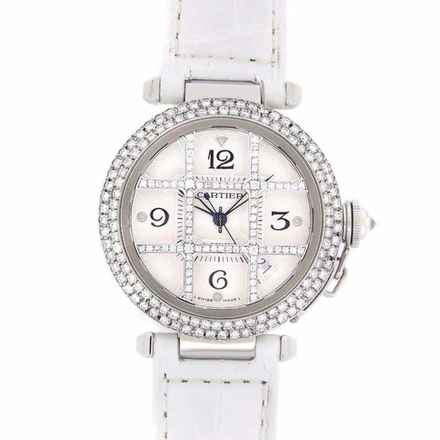  Cartier Pasha 38mm Automatic Steel DIAMOND Watch </h1> 