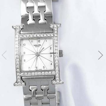  Hermès Heure H Steel Watch 0.91TCW DIAMOND Bezel </h1> 