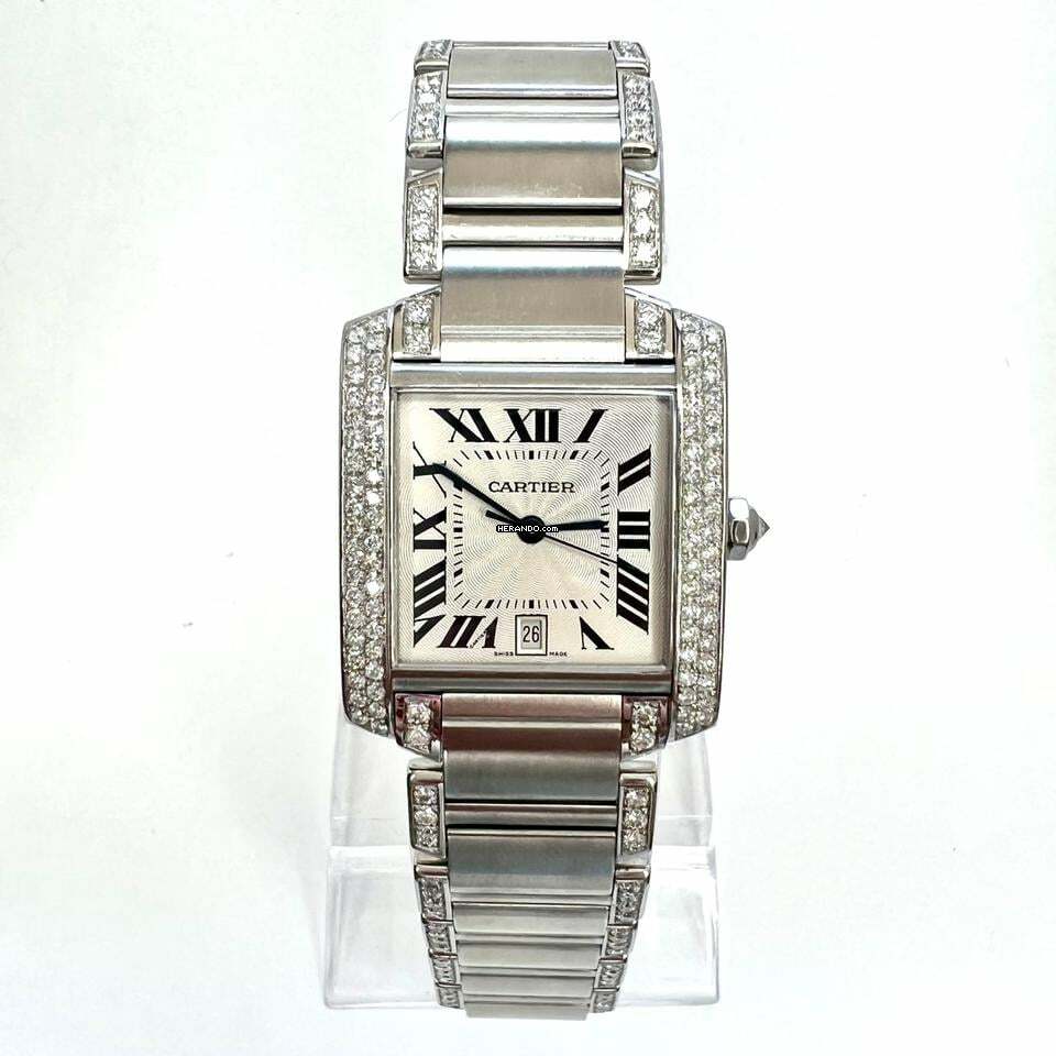 Cartier Tank Française Automatic 28mm Steel ~3.5TCW DIAMOND Watch </h1>