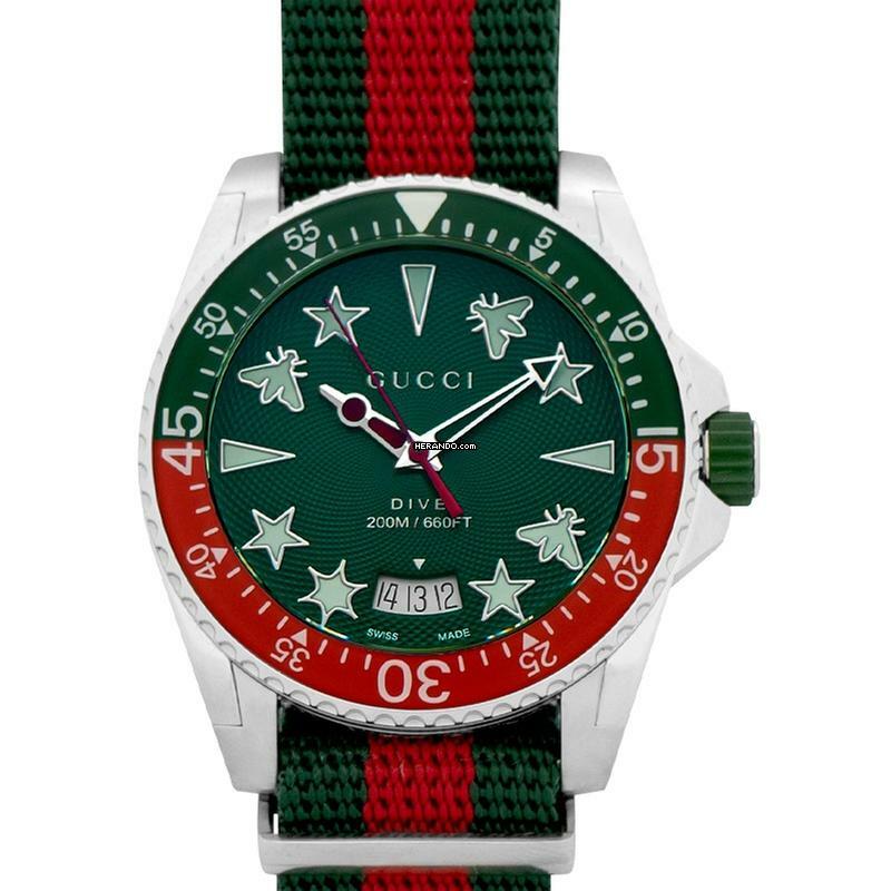 Gucci Dive YA136339 - Dive Quartz Green Dial Stainless Steel Men's Watch </h1>