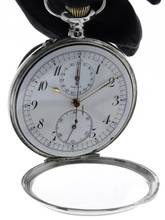 Thumbnail von Swiss Mans open face Chronograph Pocketwatch Deposé </h1>