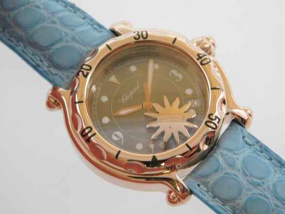  Chopard Happy Sport II SUN 18 Karat Rosegold 38 mm im Top Zustand mit Krokoband 