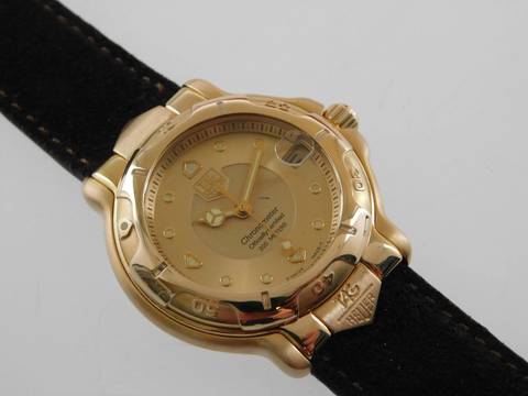  TAG Heuer 6000 Series Chronometer Herrenuhr 18 Karat Gelbgold im Top Zustand Automatik 36 mm </h1> 