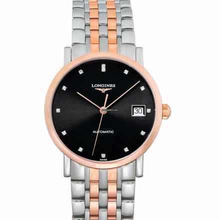  Longines Elegant L48095577 - The Longines Elegant Collection Automatic Black Dial Stainless Steel Ladies Wa </h1> 