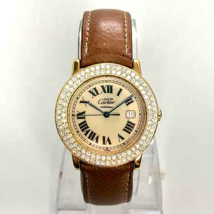  Cartier RONDE GP Silver 1.35TCW Diamond Watch </h1> 