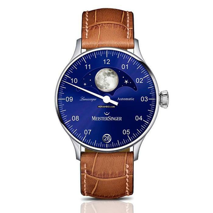 Meistersinger Lunascope Einzeiger Herrenuhr mit Mondphase Automatik LS908