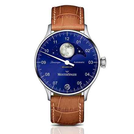  Meistersinger Lunascope Einzeiger Herrenuhr mit Mondphase Automatik LS908 
