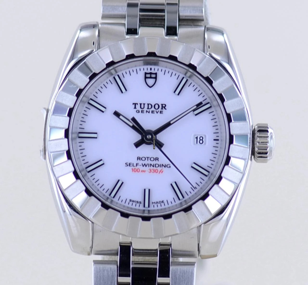 Tudor Classic Date 28mm Lady White Dial Stahl selten Neu ungetragen