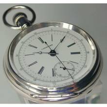 Thumbnail von Longines Zangenchronograph offene Silber Taschenuhr von 1878