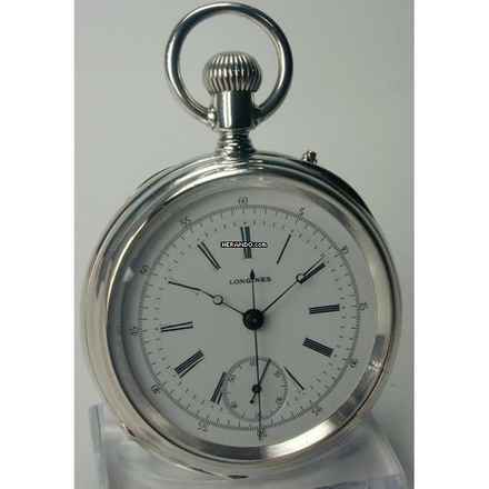  Longines Zangenchronograph offene Silber Taschenuhr von 1878 