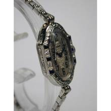 Thumbnail von PIERCE Brillant Saphir Weissgold Damenarmbanduhr von 1910