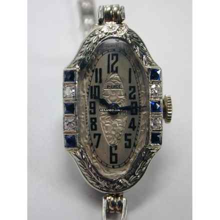  PIERCE Brillant Saphir Weissgold Damenarmbanduhr von 1910 