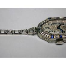 Thumbnail von PIERCE Brillant Saphir Weissgold Damenarmbanduhr von 1910