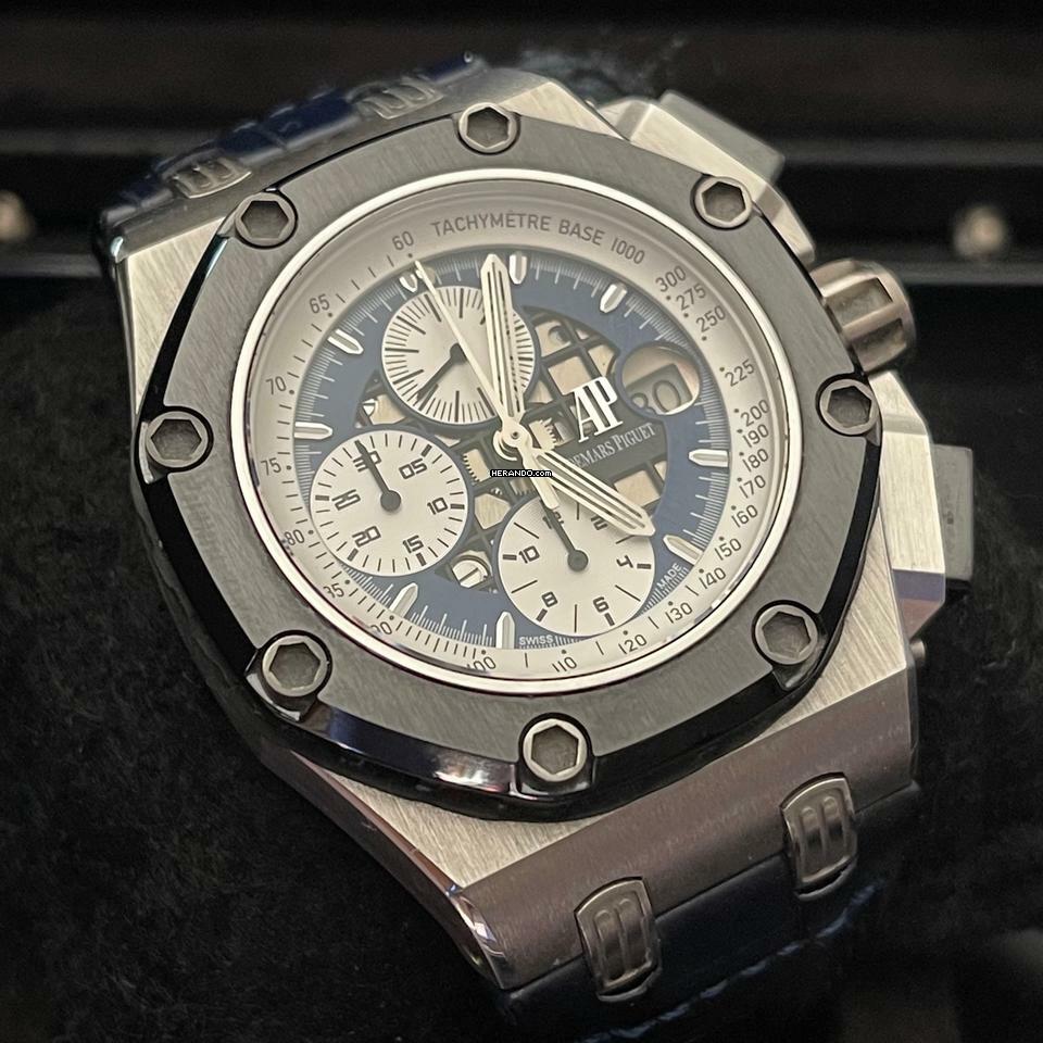 Audemars Piguet Royal Oak Offshore Chronograph Barrichello II Ltd 150 pcs blue skeleton dial 2009 Platinum TOP </h1>