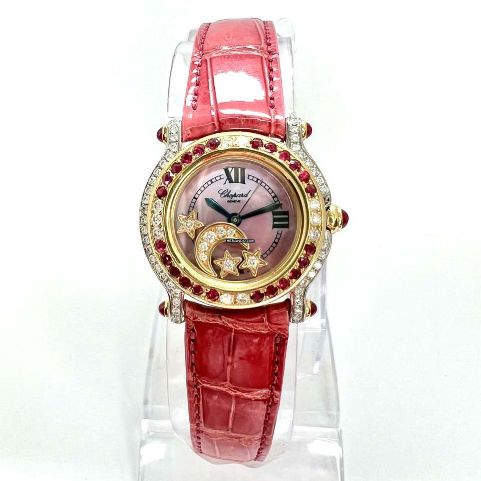 Chopard Happy Sport 26mm 18K Yellow Gold/Steel Watch w Diamonds & Red Rubies </h1>