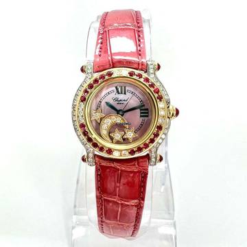  Chopard Happy Sport 26mm 18K Yellow Gold/Steel Watch w Diamonds & Red Rubies </h1> 