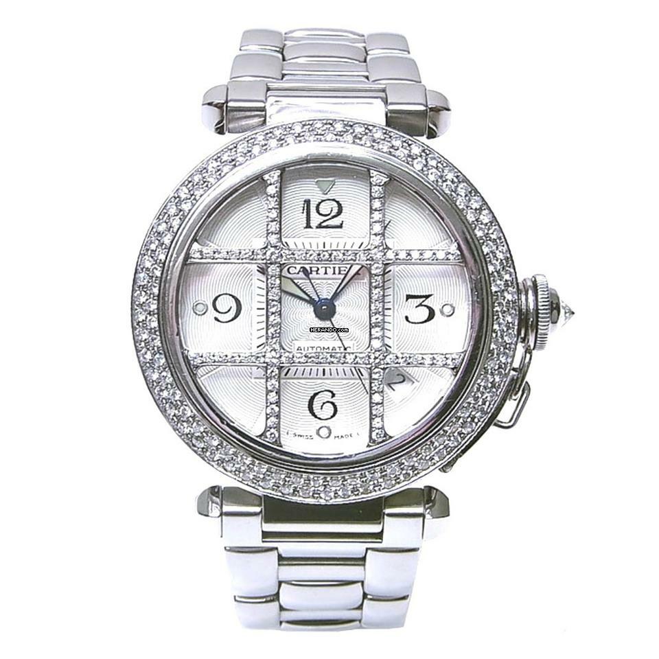 Cartier Pasha GRID 38mm Automatic Steel 1.9TCW DIAMOND Watch </h1>