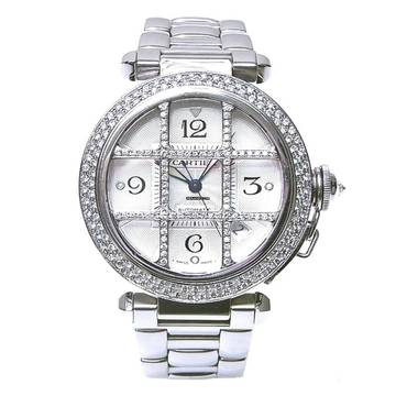  Cartier Pasha GRID 38mm Automatic Steel 1.9TCW DIAMOND Watch </h1> 