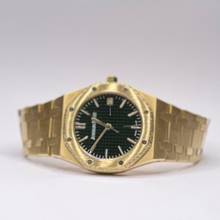 Thumbnail von Audemars Piguet Royal Oak AP Royal Oak Medium Wood Green Dial Lünette mit original Diamantbesatz </h1>