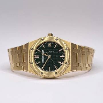  Audemars Piguet Royal Oak AP Royal Oak Medium Wood Green Dial Lünette mit original Diamantbesatz </h1> 