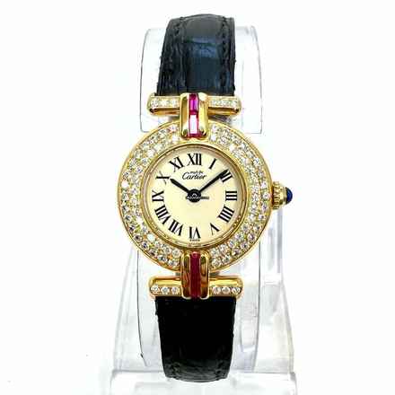  Cartier Vermeil Colisee Quartz GoldPlated Argent ~1TCW Diamond & Red Rubies Watch </h1> 