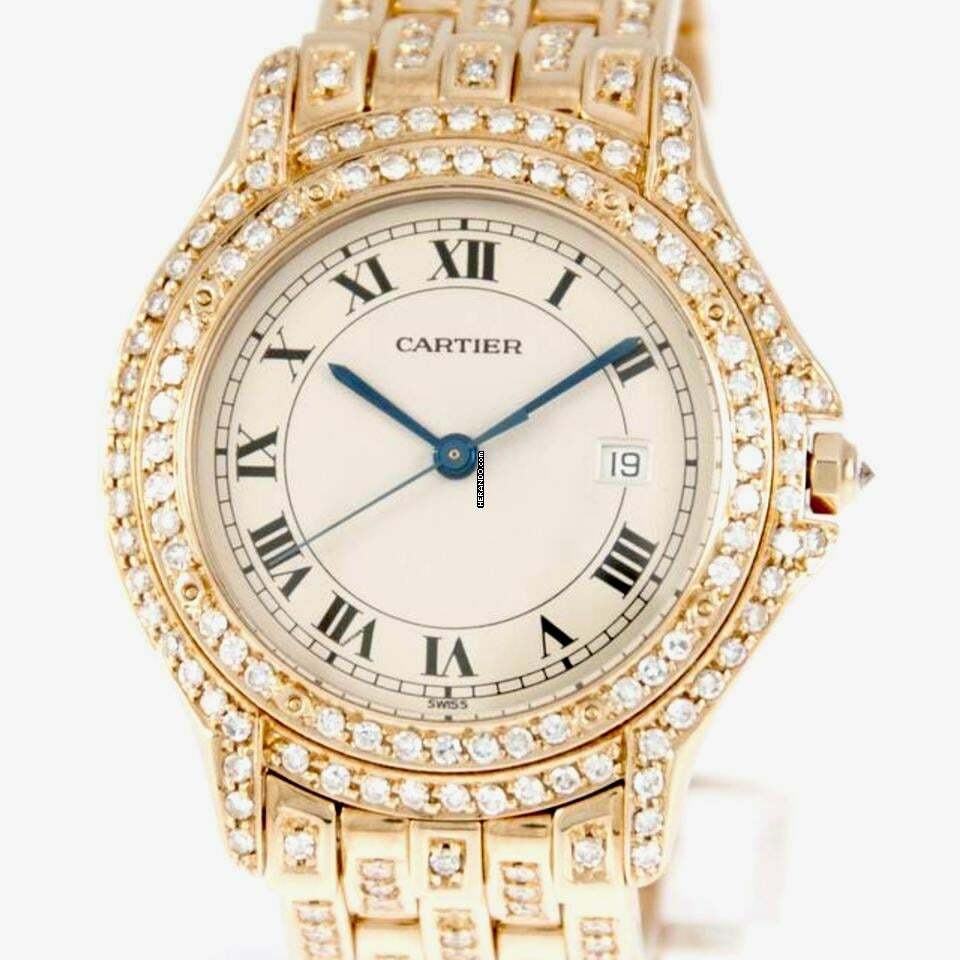 Cartier COUGER 27mm 18K Yellow Gold Diamond Watch </h1>