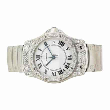  Cartier Santos RONDE Quartz 29mm Steel Diamond Watch </h1> 
