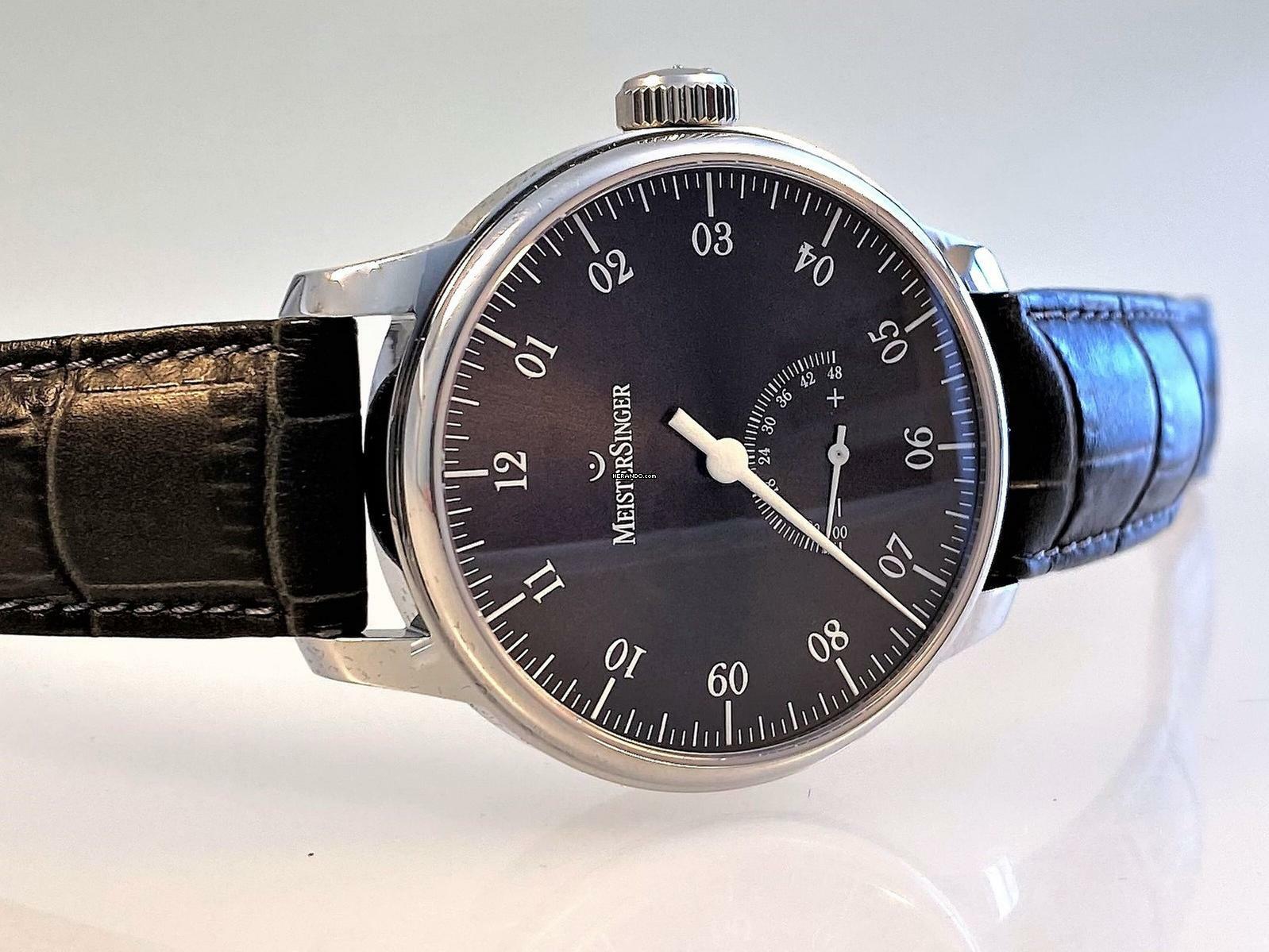 Meistersinger Unomatik UM207 ZB grau Lederarmband grau mit Faltschließe deutsche Auslieferung </h1>