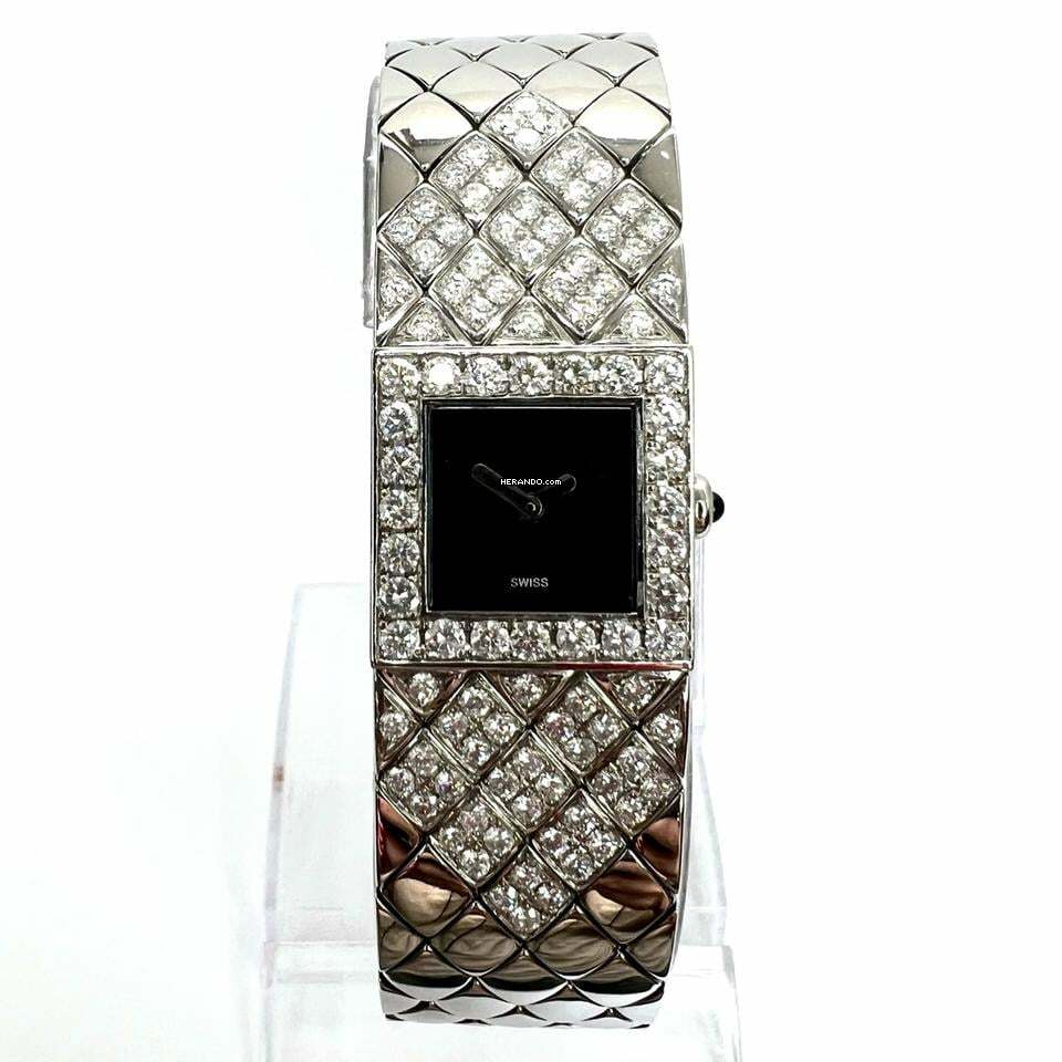 Chanel MATELASSE Quartz 19mm Steel 3.03TCW Diamond Bracelet Watch </h1>