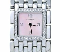 Thumbnail von Cartier Panthère RUBAN Quartz Steel 0.27TCW Diamond Watch Pink MOP Dial </h1>