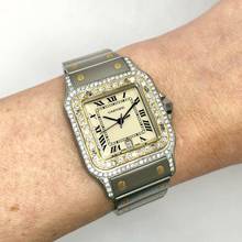 Thumbnail von Cartier Santos Galbée 29mm Quartz 2 Tone 1.70TCW Diamond Watch </h1>
