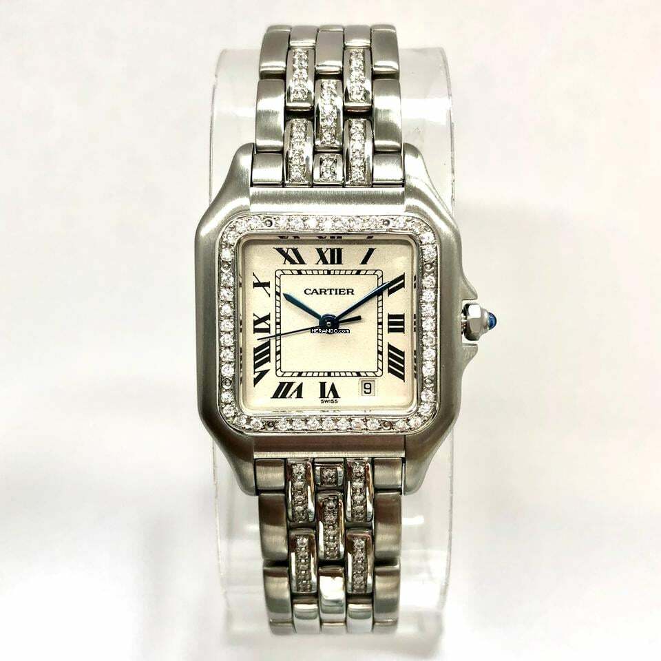 Cartier Panthère Quartz 27mm Steel ~1.5TCW Diamond Watch </h1>