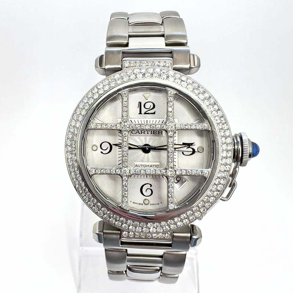 Cartier Pasha GRID 38mm Automatic Steel 2.05TCW DIAMOND Watch </h1>