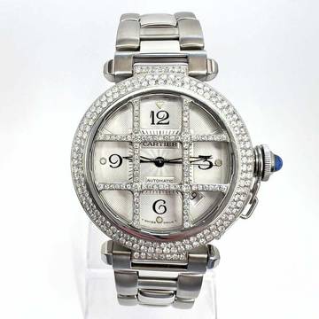  Cartier Pasha GRID 38mm Automatic Steel 2.05TCW DIAMOND Watch </h1> 