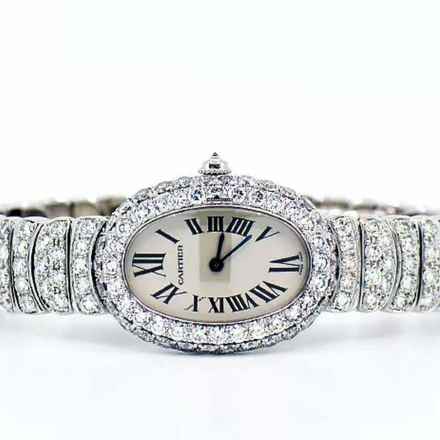  Cartier Baignoire 23mm Quartz 18K WG ~6TCW Diamond Watch </h1> 