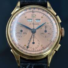 Thumbnail von LE PHARE Chronograph Dato Compax Pink salmon dial rose gold 18KT 1950’s </h1>