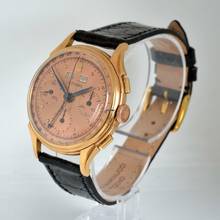 Thumbnail von LE PHARE Chronograph Dato Compax Pink salmon dial rose gold 18KT 1950’s </h1>
