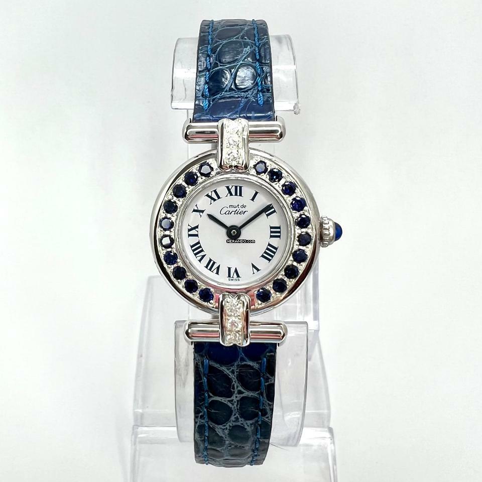 Cartier VERMEIL COLISÈE 925 Silver 24mm Watch DIAMONDS & Blue SAPPHIRES </h1>