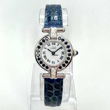  Cartier VERMEIL COLISÈE 925 Silver 24mm Watch DIAMONDS & Blue SAPPHIRES </h1> 