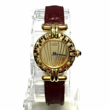  Cartier Vermeil COLISEE Quartz 24mm GoldPlated DIAMONDS & RED RUBIES  Watch </h1> 
