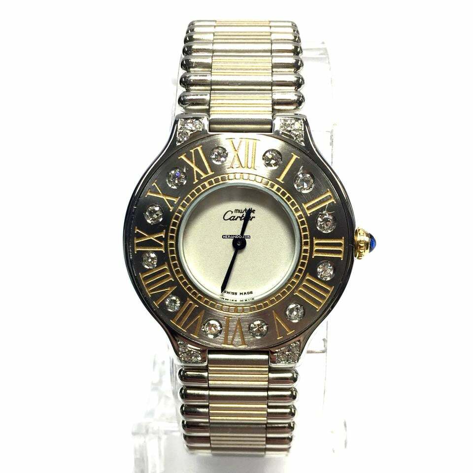Cartier 21 Must de Cartier Quartz 28mm 2 Tone Diamond Watch </h1>