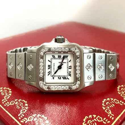 Cartier Santos Galbée 24mm Automatic Steel ~1.5TCW Diamond Watch </h1> 