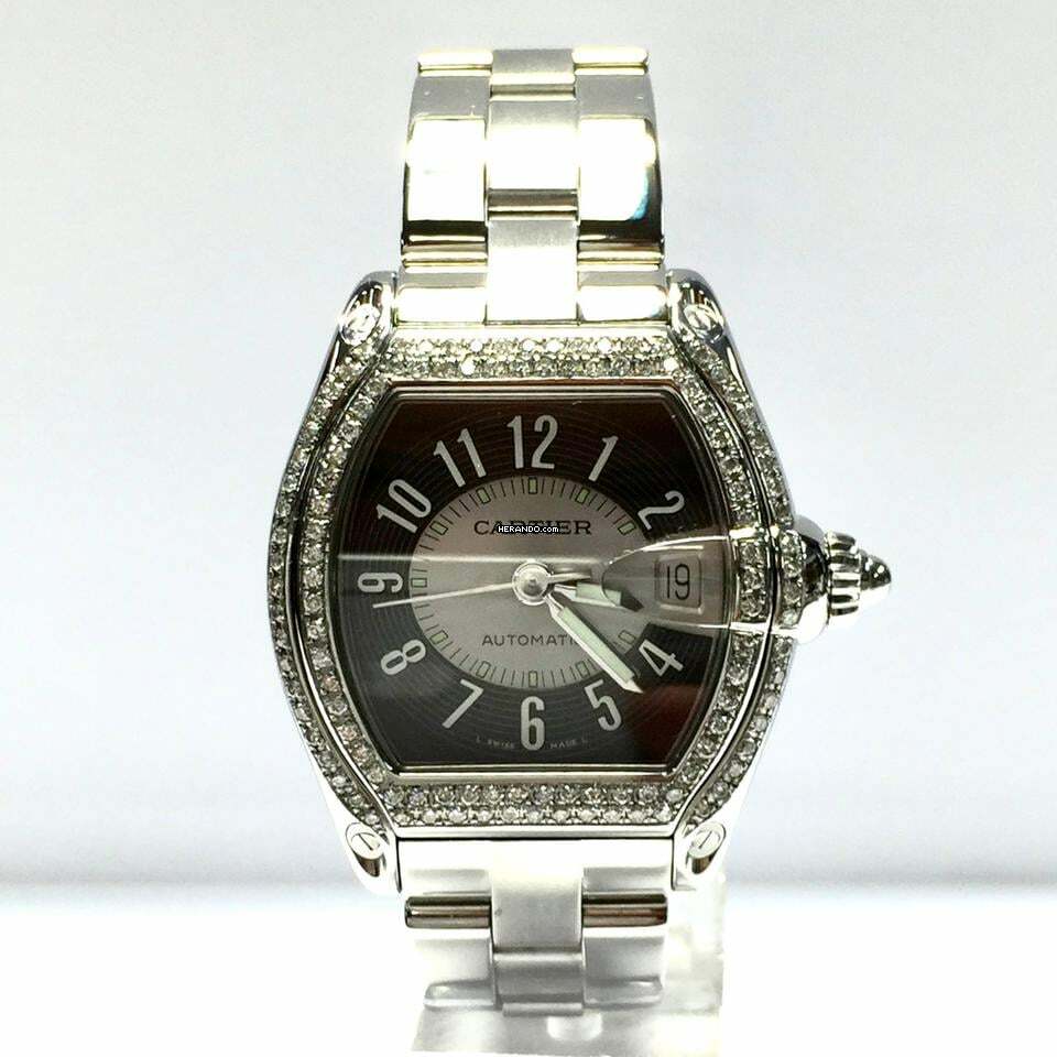 Cartier Roadster 2510 Automatic 38mm Steel ~1.5TCW DIAMOND Watch </h1>